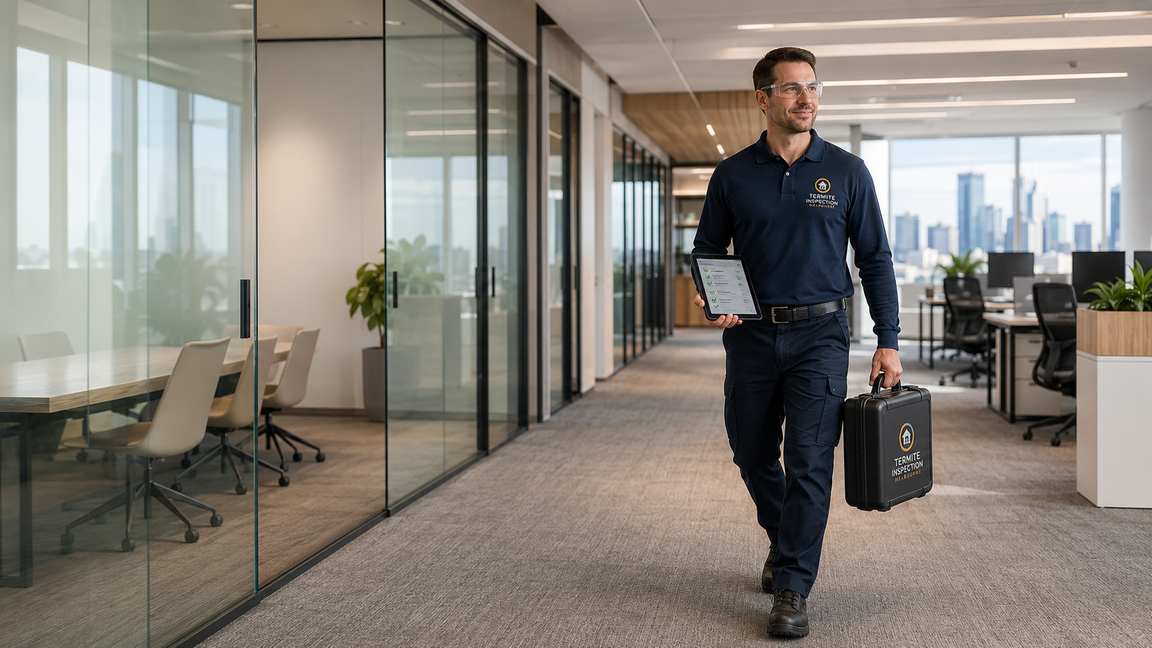 Professional office pest control services in a Melbourne corporate workplace