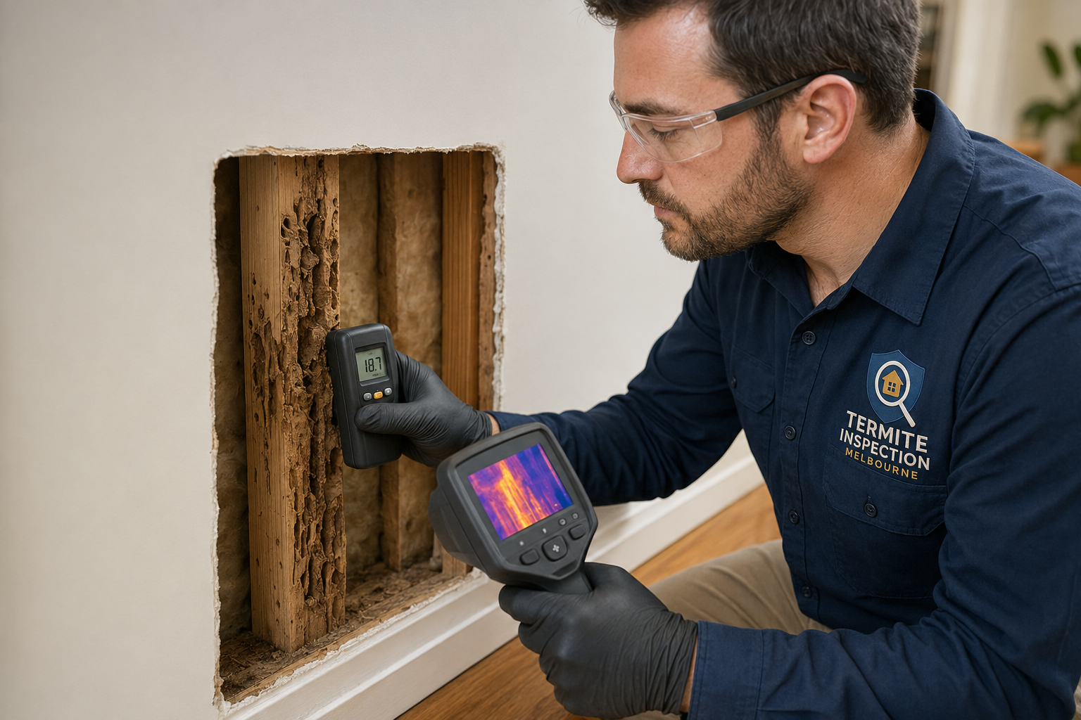 Termite damage assessment Melbourne showing concealed timber damage