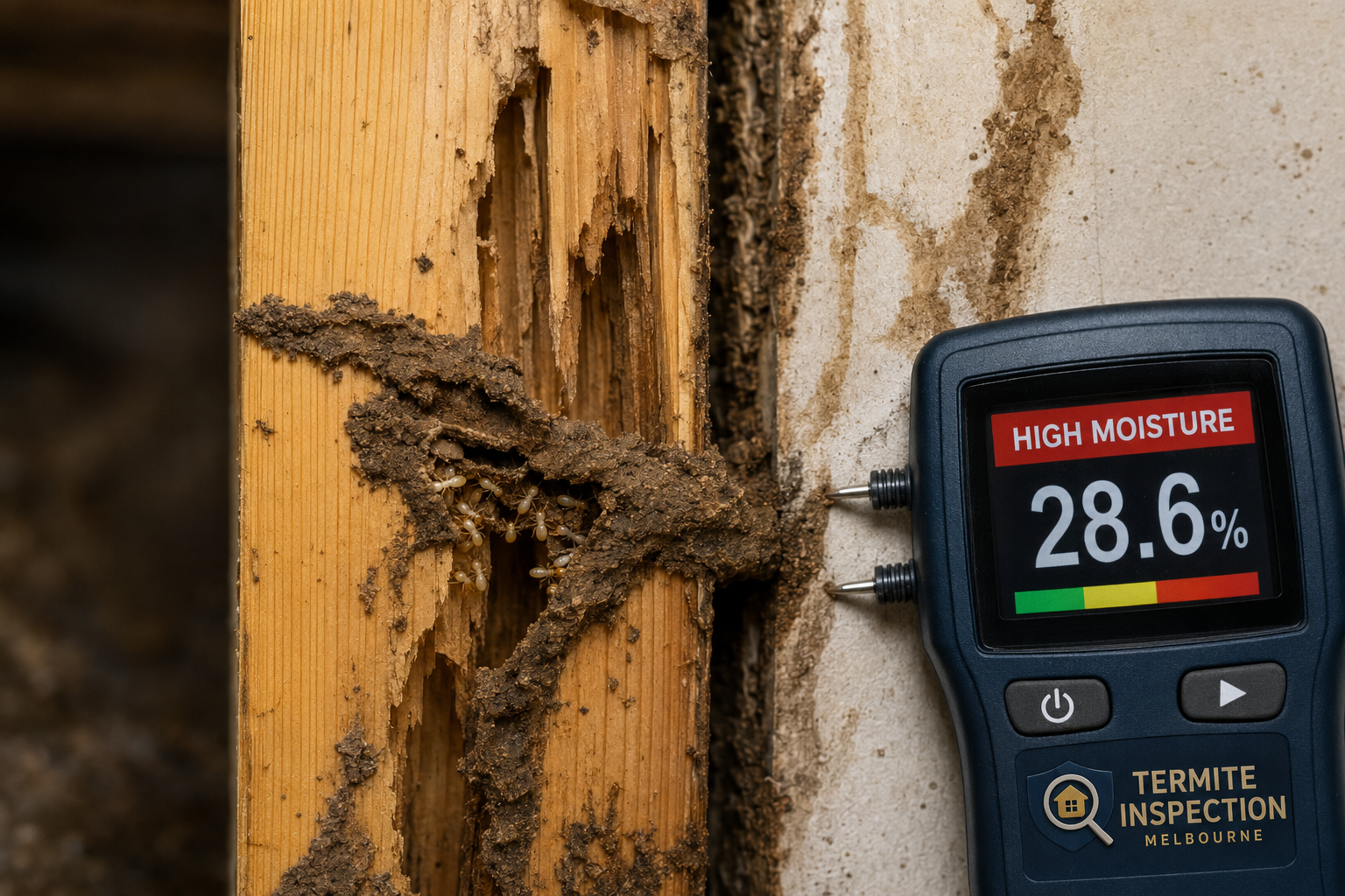 Termite warning signs guide — mud tubes, hollow timber and structural damage indicators in a Melbourne home